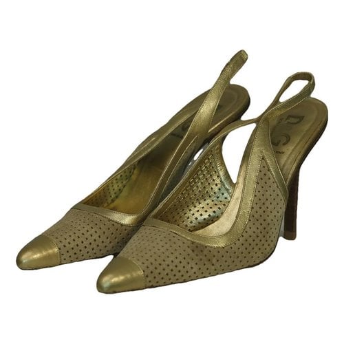 Pre-owned D&g Leather Heels In Gold