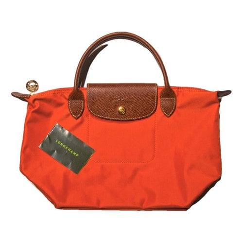 Pre-owned Longchamp Pliage Leather Handbag In Orange