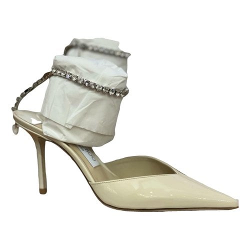 Pre-owned Jimmy Choo Patent Leather Sandals In Ecru