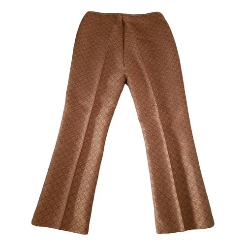 Pre-owned Peserico Linen Straight Pants In Brown