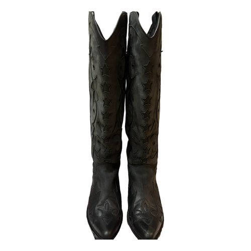 Pre-owned Jeffrey Campbell Leather Cowboy Boots In Black
