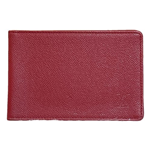 Pre-owned Louis Vuitton Coin Card Holder Leather Small Bag In Red