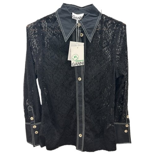 Pre-owned Ganni Lace Shirt In Black