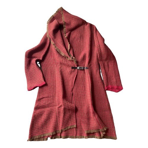 Pre-owned Marimekko Wool Coat In Burgundy