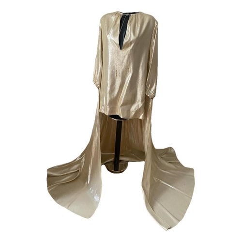 Pre-owned Celine Silk Maxi Dress In Gold