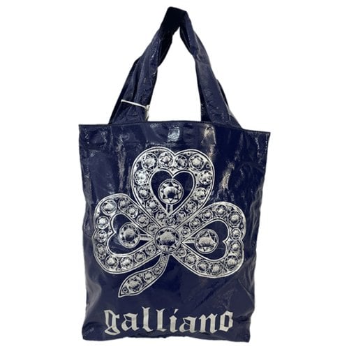 Pre-owned Galliano Patent Leather Tote In Blue