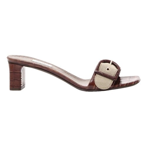 Pre-owned Max Mara Leather Mules In Brown