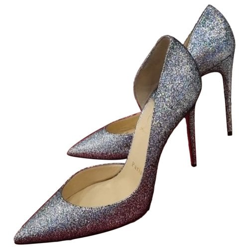 Pre-owned Christian Louboutin Pigalle Glitter Heels In Silver
