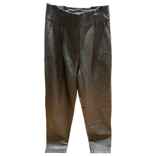 Pre-owned Anine Bing Leather Trousers In Black