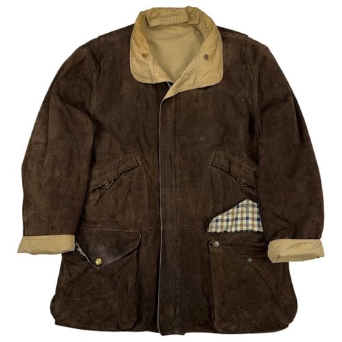 Pre-owned Aquascutum Leather Parka In Brown