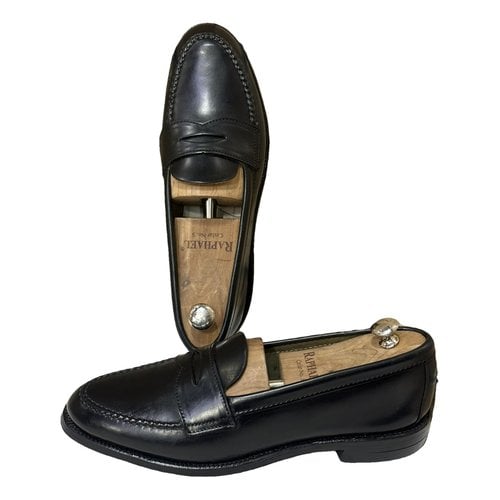 Pre-owned Brooks Brothers Leather Flats In Black