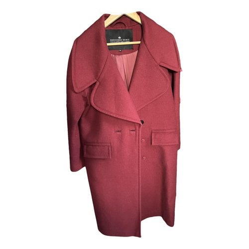 Pre-owned Designers Remix Wool Coat In Burgundy
