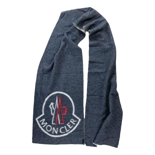 Pre-owned Moncler Wool Scarf & Pocket Square In Grey