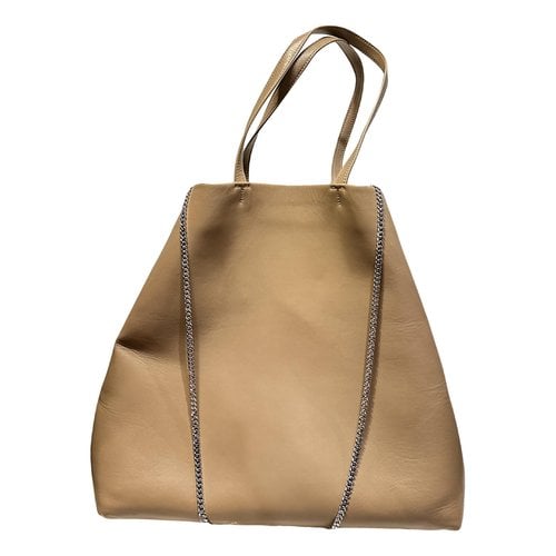 Pre-owned Theory Leather Tote In Camel