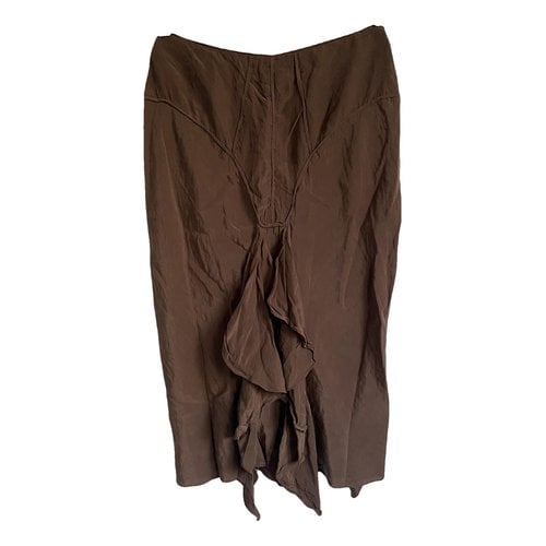 Pre-owned Saint Laurent Silk Mid-length Skirt In Brown