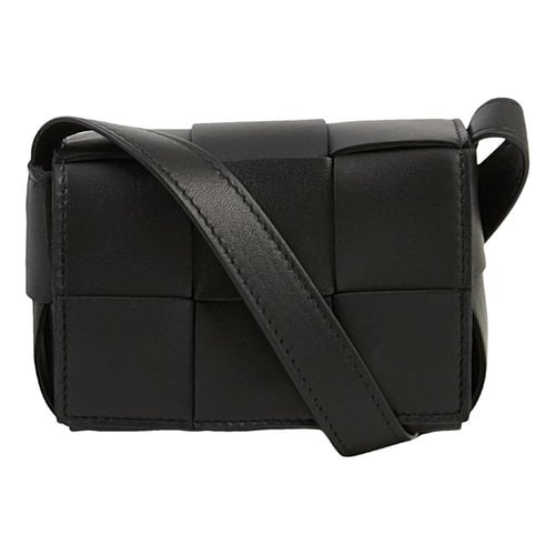 Pre-owned Bottega Veneta Cassette Leather Handbag In Black