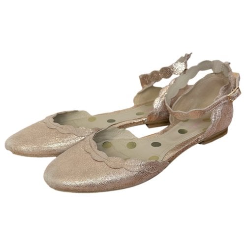 Pre-owned Boden Leather Ballet Flats In Gold