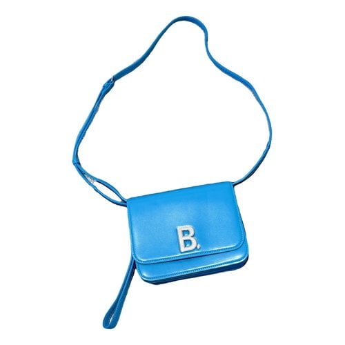 Pre-owned Balenciaga B Leather Crossbody Bag In Blue