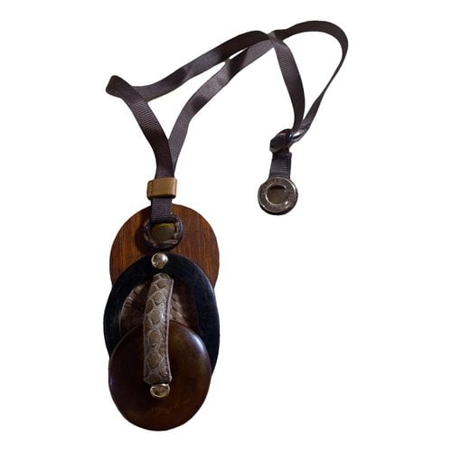 Pre-owned Louis Vuitton Leather Long Necklace In Brown