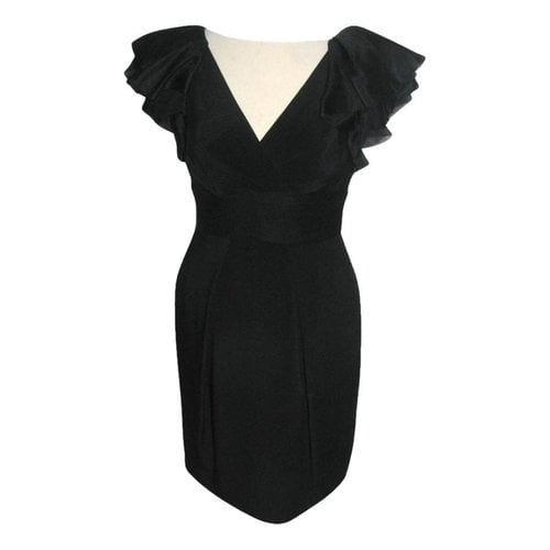 Pre-owned Marchesa Notte Silk Mid-length Dress In Black