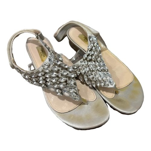Pre-owned Prada Cloth Sandal In Silver