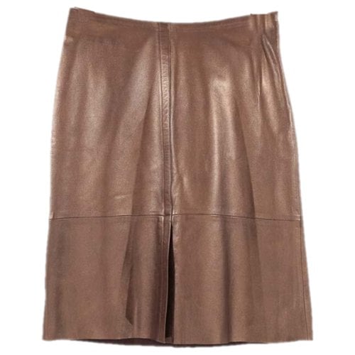 Pre-owned Plein Sud Leather Mid-length Skirt In Brown