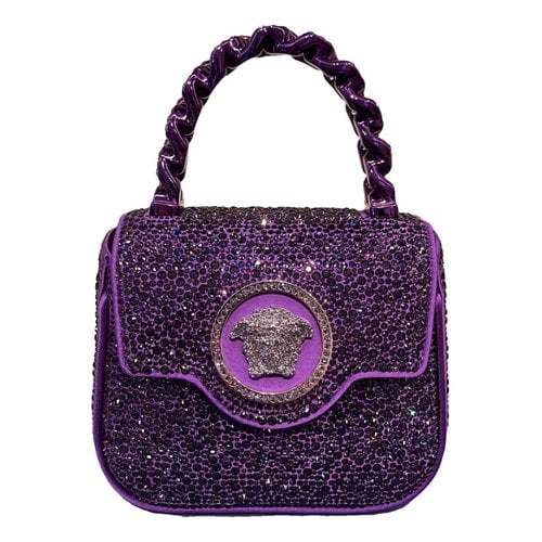 Pre-owned Versace La Medusa Handbag In Purple