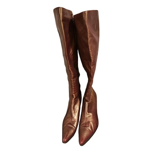 Pre-owned Sergio Rossi Leather Boots In Metallic