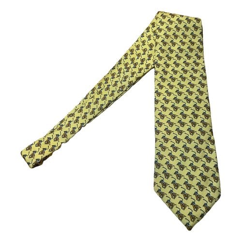 Pre-owned Les Copains Silk Tie In Yellow