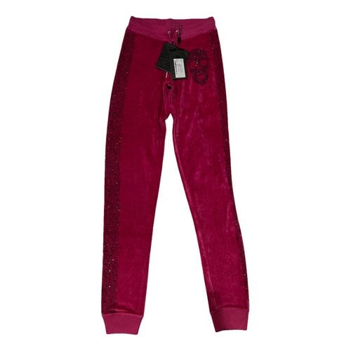 Pre-owned Philipp Plein Velvet Trousers In Pink