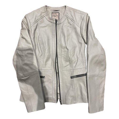 Pre-owned Urbancode Leather Jacket In Ecru