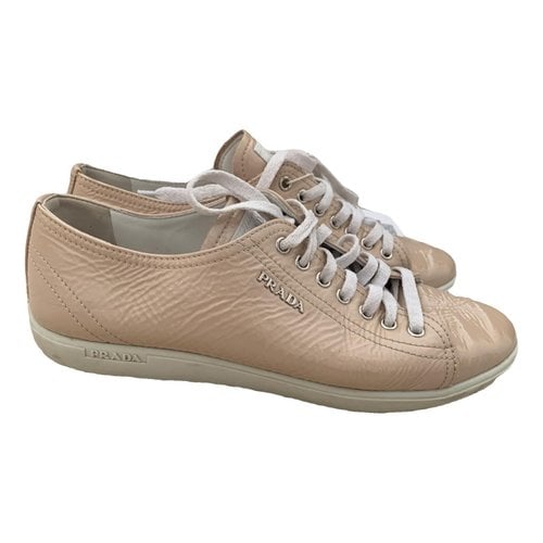 Pre-owned Prada Leather Trainers In Beige