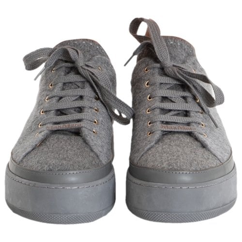 Pre-owned Max Mara Cloth Trainers In Grey