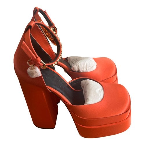 Pre-owned Versace Sandals In Orange