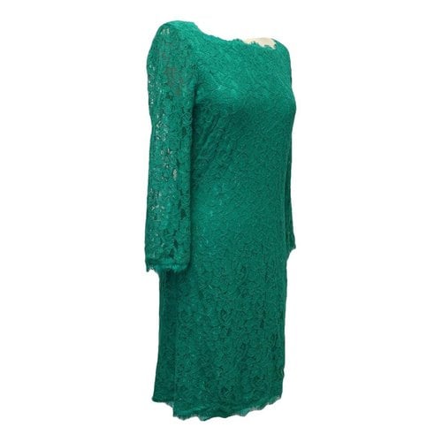 Pre-owned Diane Von Furstenberg Lace Mid-length Dress In Green