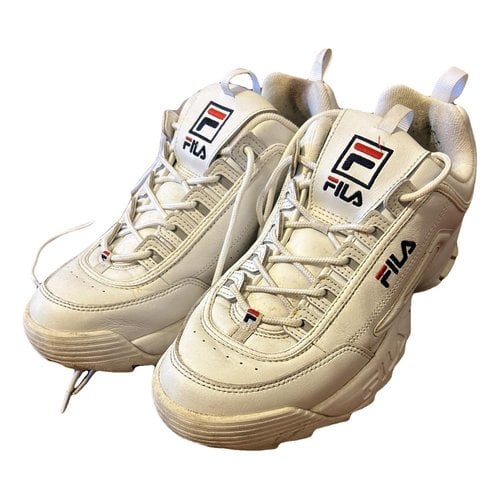 Pre-owned Fila Vegan Leather Trainers In White