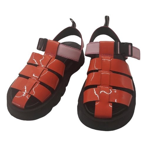 Pre-owned Miista Patent Leather Sandal In Orange