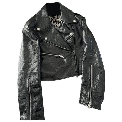 Pre-owned Just Cavalli Leather Short Vest In Black