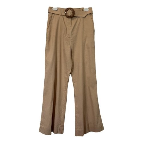 Pre-owned Zimmermann Linen Straight Pants In Beige