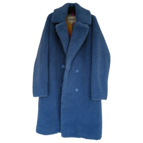 Pre-owned Apparis Faux Fur Coat In Blue