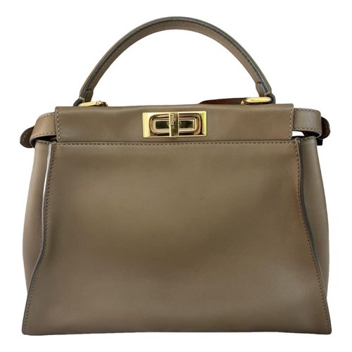 Pre-owned Fendi Peekaboo Leather Handbag In Brown