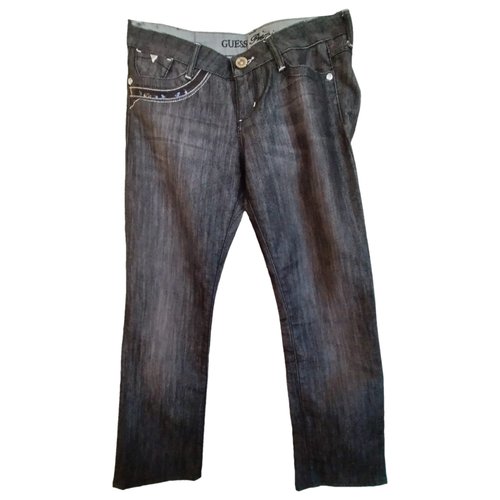 Pre-owned Guess Straight Pants In Black