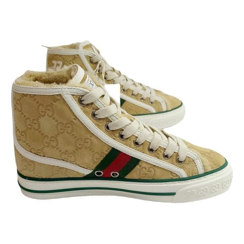 Pre-owned Gucci Trainers In Beige