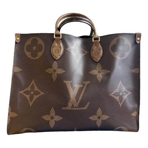 Pre-owned Louis Vuitton Onthego Leather Tote In Brown