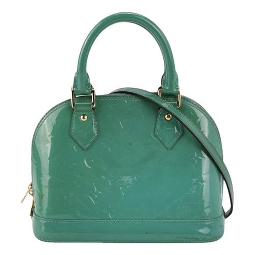 Pre-owned Louis Vuitton Alma Bb Patent Leather Handbag In Green