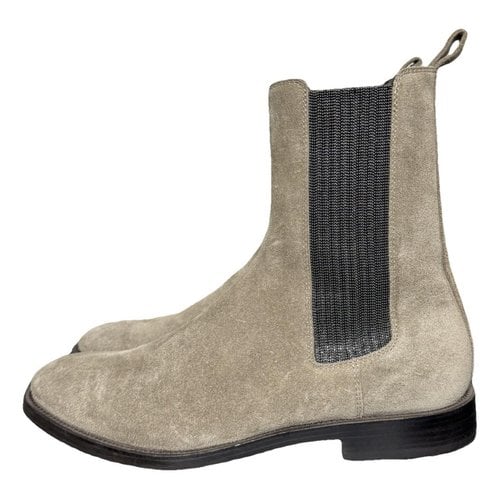 Pre-owned Brunello Cucinelli Leather Boots In Beige