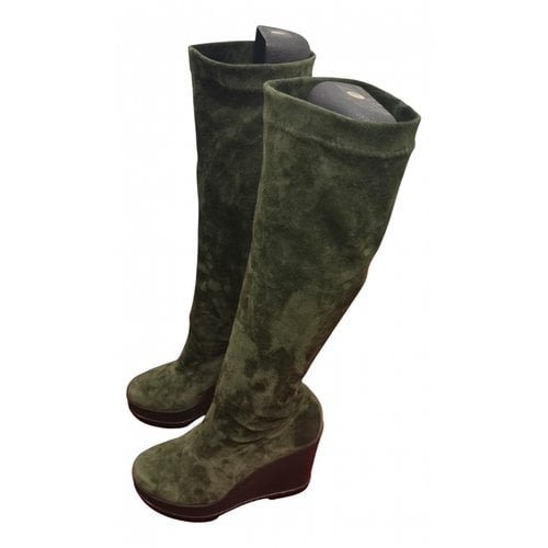 Pre-owned Robert Clergerie Riding Boots In Green