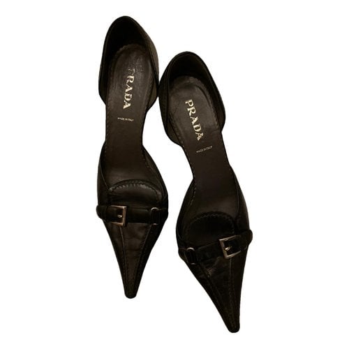 Pre-owned Prada Leather Heels In Black