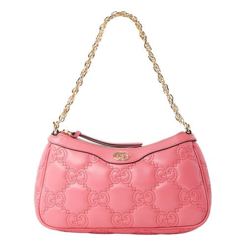 Pre-owned Gucci Gg Marmont Chain Matelasse Leather Handbag In Pink