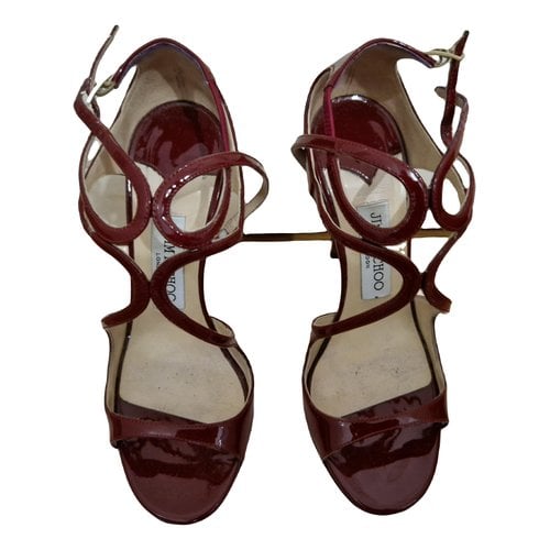 Pre-owned Jimmy Choo Patent Leather Sandals In Burgundy